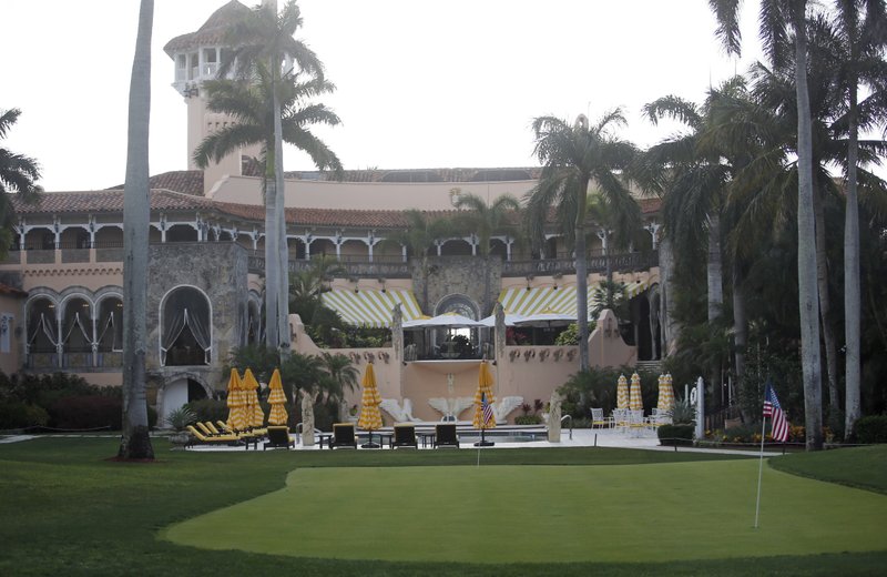 FILE - In this April 15, 2017 file photo, President Donald Trump's Mar-a-Lago estate in Palm Beach, Fla. As President Donald Trump spends much of August at his New Jersey golf club, Democratic lawmakers are making a new push for information about how much money the federal government is spending at his for-profit properties. Democrats on the House Oversight Committee are asking that departments hand over information about their Trump-related spending by Aug. 25. (AP Photo/Alex Brandon, File)