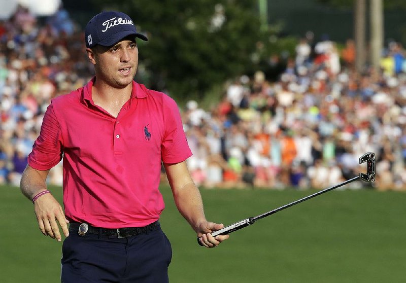 Justin Thomas, who was two shots off the pace after three rounds, shot a 3-under 68 for a four-day total of 8-under 276 and a two-stroke victory over Francesco Molinari, Louis Oosthuizen and Patrick Reed on Sunday in the PGA Championship at Quail Hollow Club in Charlotte, N.C.