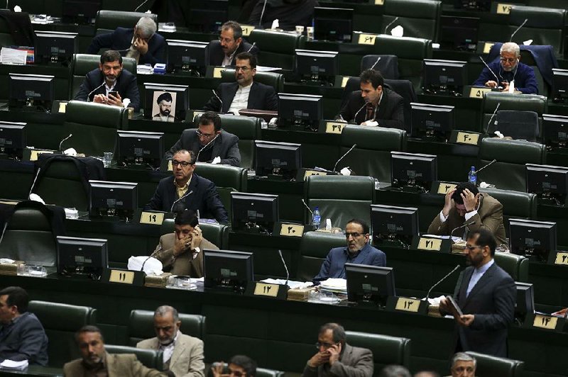 Iran’s parliament, shown during a February session, voted overwhelmingly Sunday on a bill to increase spending on its missile program and levy sanctions against American military and security organizations.