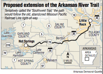 Map showing the Proposed extension of the Arkansas River Trail