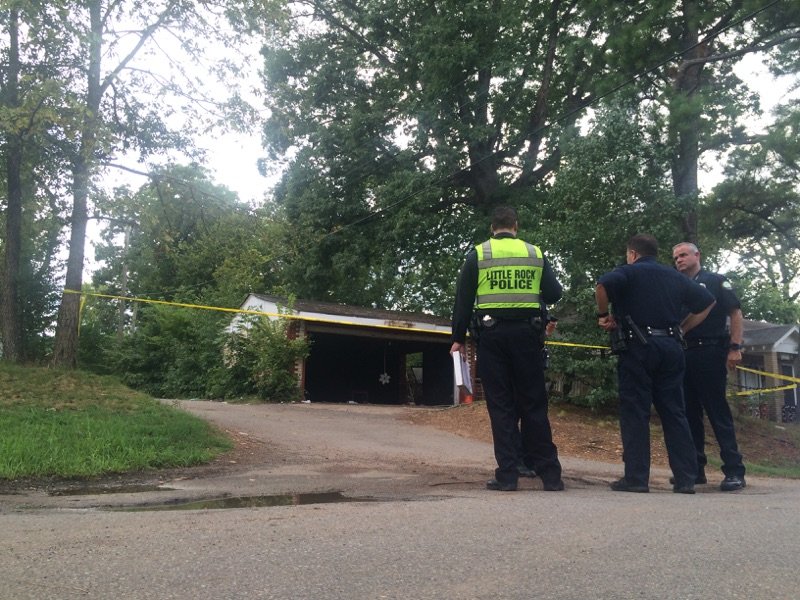 Police investigate a shooting in Little Rock Tuesday afternoon.