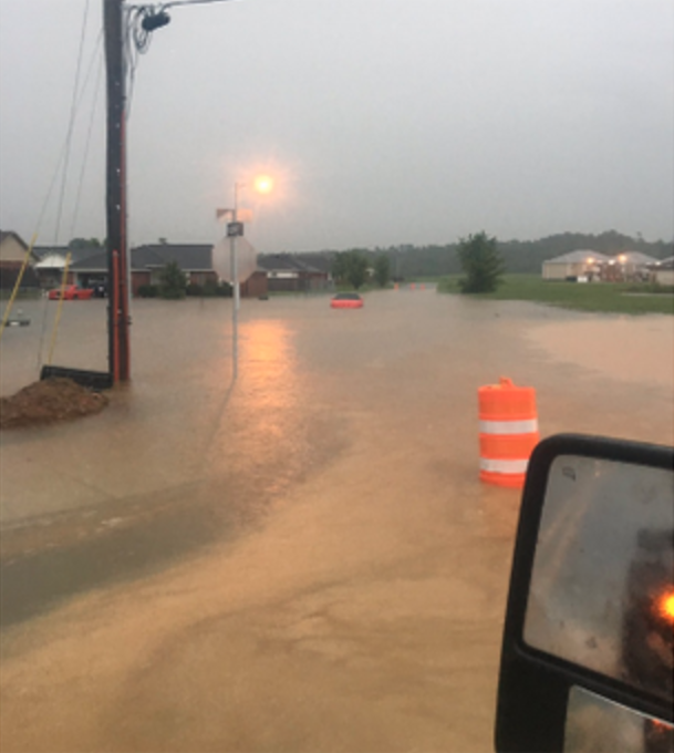 Flooding outside Clarksville on Aug. 15, by Twitter user Mark Morgan.
