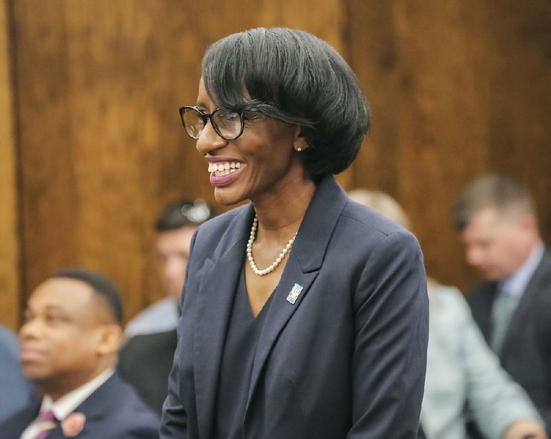 Phillis Nichols Anderson smiles after the Arkansas Department of Education’s Charter Authorizing Panel approved her proposal on behalf of ScholarMade Educational Services, an Arkansas nonprofit hoping to open a charter school in Little Rock. 
