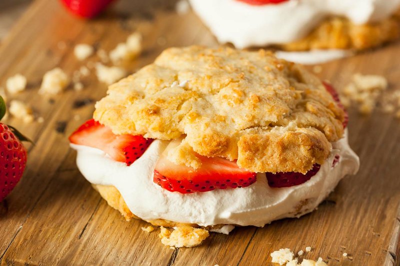 Sweet biscuits provide a perfect canvas for the strawberries.