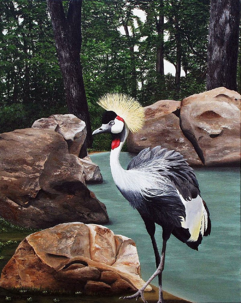 West African Crowned Crane by Miller B. "Eddie" Smith Jr., going on display Friday at the Laman Library Argenta Branch in North Little Rock.