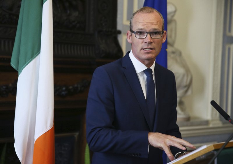 Ireland's Foreign Affairs Minister, Simon Coveney, speaks to the media, at Iveagh House in Dublin, in response to the UK Government's Brexit proposals, Wednesday Aug. 16, 2017. 