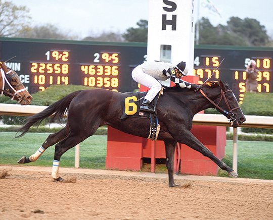 The Sentinel-Record/Mara Kuhn WELL DONE: It Tiz Well, pictured winning Oaklawn Park's Grade 3 Honeybee Stakes in March with Corey Nakatani aboard, returns in Saratoga's Grade 1 $600,000 Alabama Stakes. The field of 3-year-old fillies includes third-place Honeybee finisher Elate.