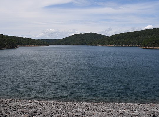 The Sentinel-Record/Mara Kuhn INTAKE SITE: The city has preliminary clearance to build an intake near Lake Ouachita's spillway landing area for the 23 million-gallon per day allocation it's currently paying the U.S. Army Corps of Engineers to store behind Blakely Mountain Dam.