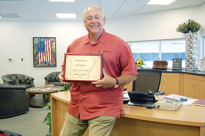 Dwight Everett, the co-owner of Everett Buick GMC in Bryant, was inducted into the Arkansas Men’s Softball Hall of Fame on June 30. Everett played for two teams during his five-year career. 