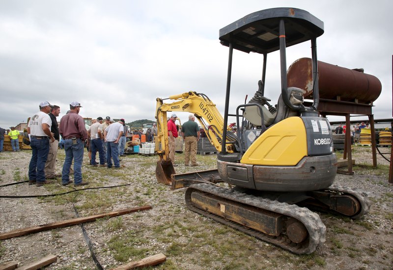 A mini excavator was available Thursday during Washington County’s Road Department auction in Fayetteville.