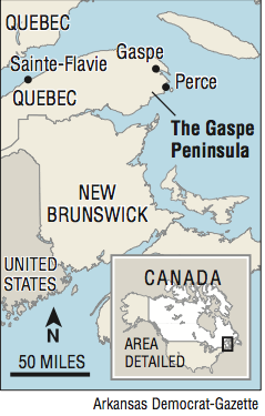 Map showing the location of The Gaspe Peninsula