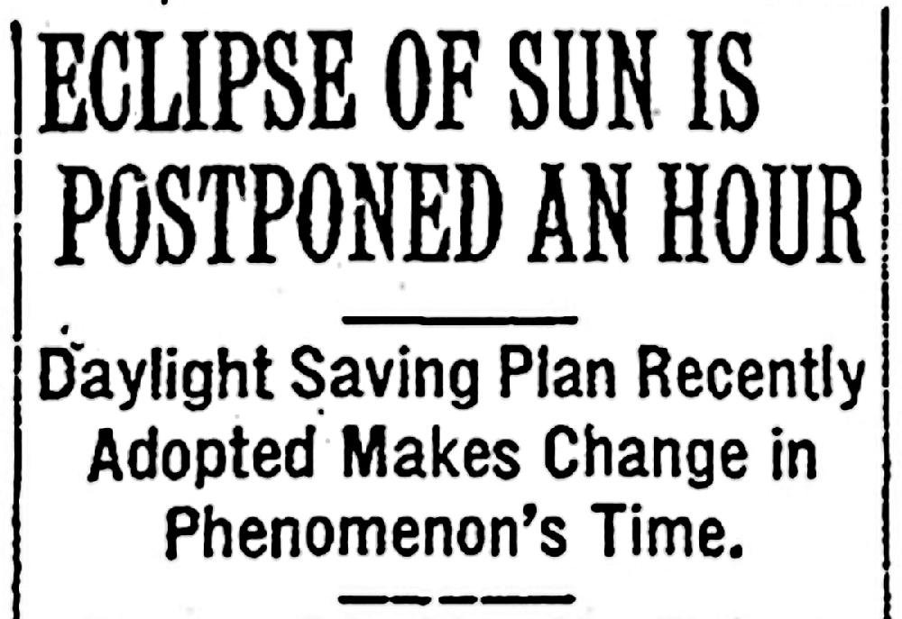 OLD NEWS Eclipse of 1918 slips in blotted by clouds in Arkansas