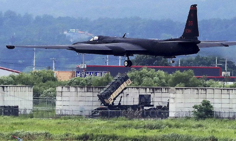 A U.S. Air Force U-2 spy plane takes off at Osan Air Base in Pyeongtaek, South Korea, on Monday.