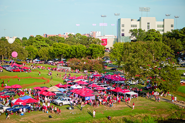 Fans tailgate prior to Arkansas' game against LSU on Saturday, Nov. 27, 2010, at War Memorial Stadium in Little Rock. 