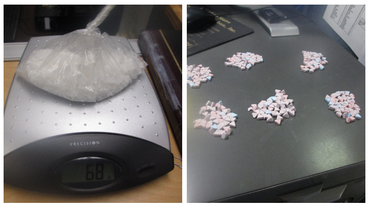 A little over a pound of suspected crystal meth and more than 300 MDMA pills confiscated by the Pine Bluff Police Department.