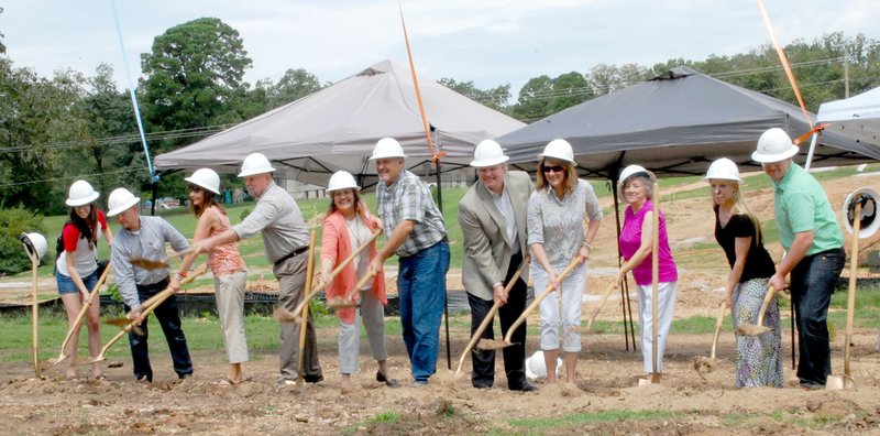 Michael Burchfiel/Siloam Sunday Camp Siloam staff broke ground Tuesday on the site of the new dining hall. Camp staff hopes work can be completed by mid-April.