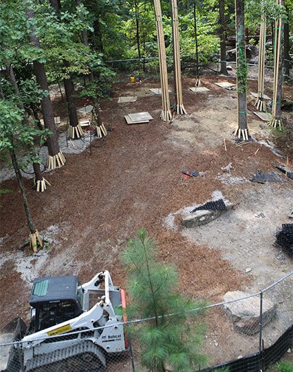 The Sentinel-Record/Richard Rasmussen HARD HAT AREA: After years of planning, designing and fundraising, the latest addition to the Evans Children's Adventure Garden, a three-story tree house, is under construction.