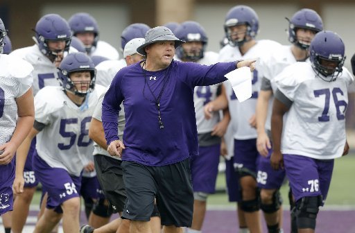 Fayetteville High School head football coach Billy Dawson Wednesday, August 2, 2017, during practice with his team at Harmon Stadium at Fayetteville High School.