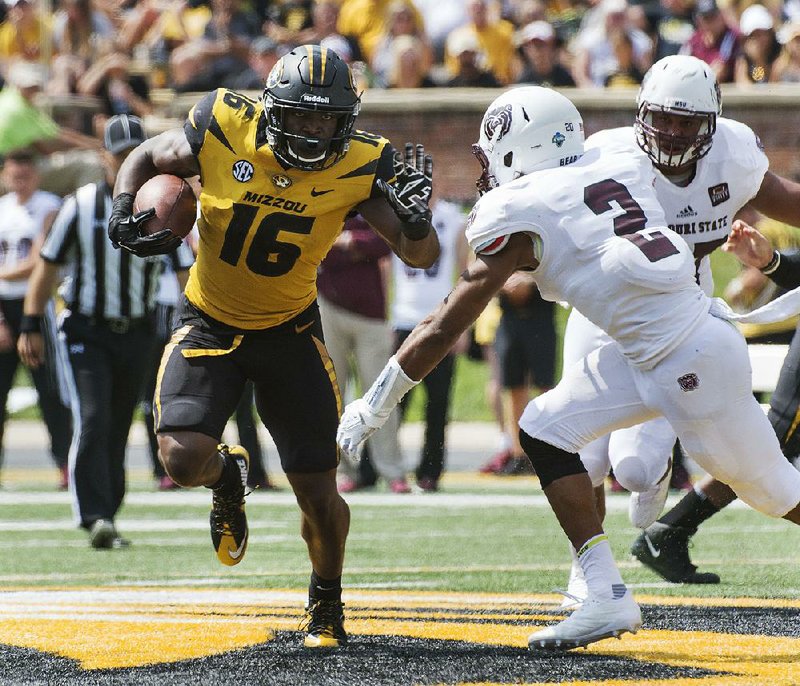 Running back Damarea Crockett (Little Rock Christian) ran for 202 yards and 2 touchdowns on 18 carries Saturday to lead the Missouri Tigers to a 72-43 victory over the Missouri State Bears in Columbia, Mo.