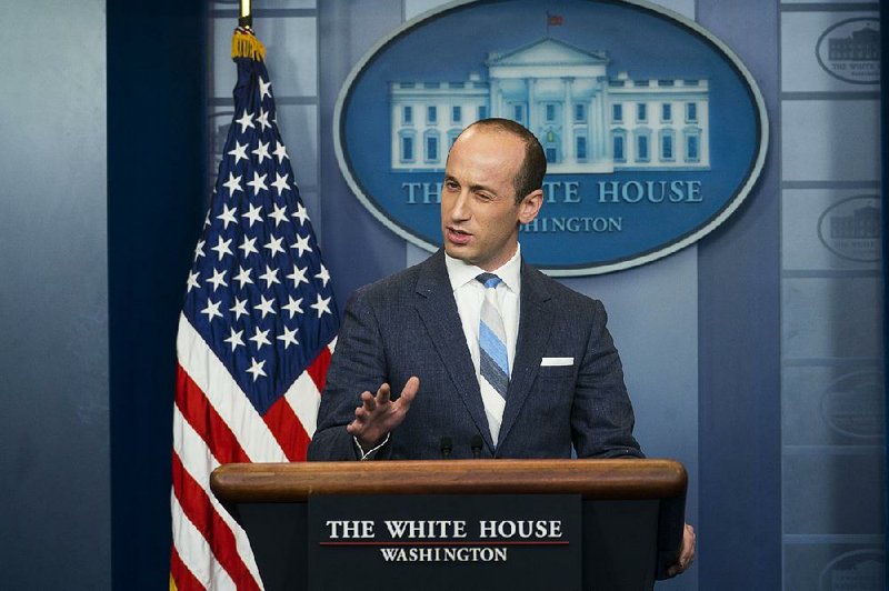 Stephen Miller, a senior adviser to President Donald Trump, fields questions from reporters during the daily briefing at the White House, in Washington, Aug. 2, 2017. (Doug Mills/The New York Times)