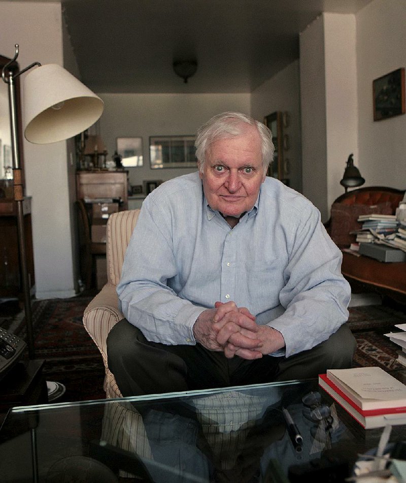 FILE - In this Sept. 29, 2008, file photo, Poet John Ashbery interviewed at his apartment in New York.