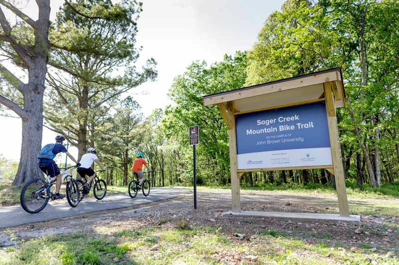 Photo submitted John Brown University will partner with The Arkansas Interscholastic Cycling League to host The Arkansas High School Cycling League Race. The race will begin at 9:30 a.m. Sunday, Sept. 10, on JBU&#8217;s Sager Creek Mountain Bike Trail.