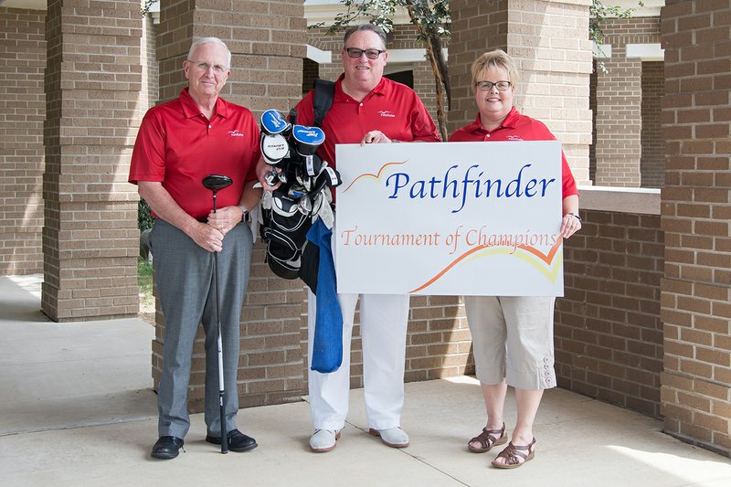 From left, Mike McCreight, Dusty Maxwell and Pat Satterfield of Pathfinder in Jacksonville prepare for their annual Tournament of Champions fundraising golf tournament, which will take place Sept. 25 at Southern Oaks Country Club in Jacksonville.