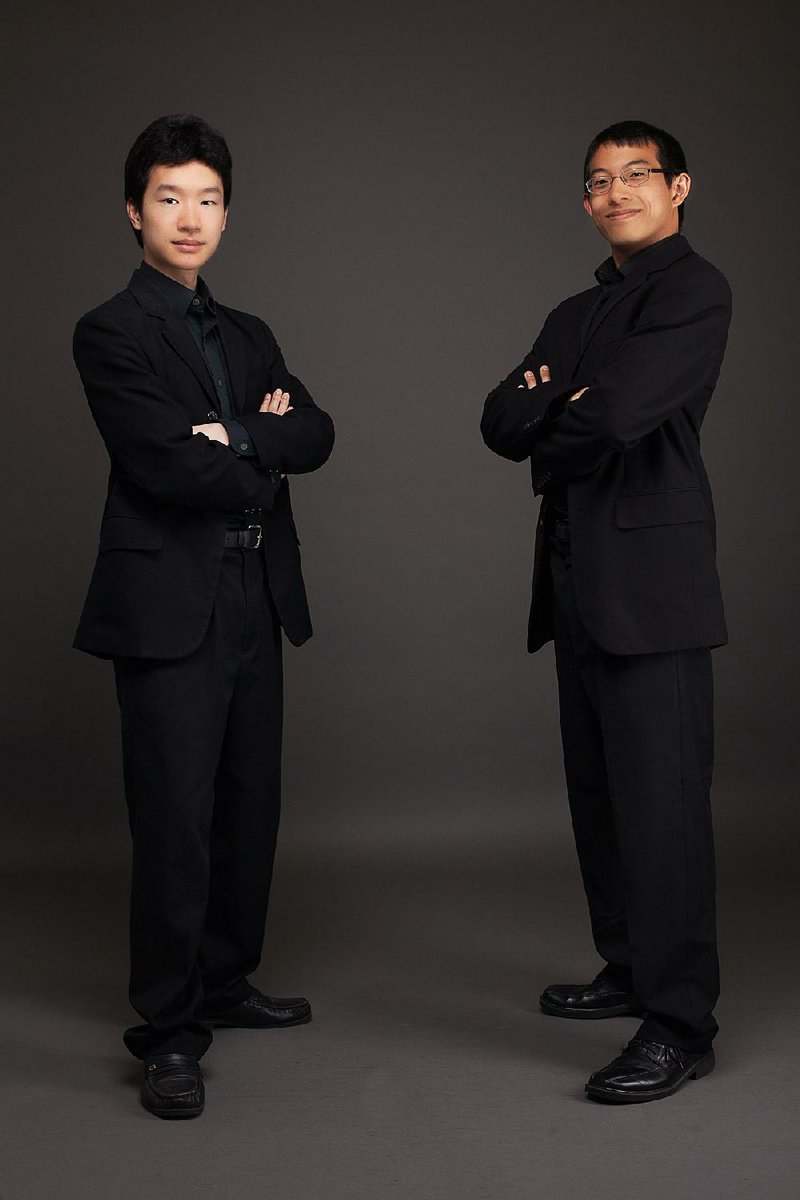 The Happy Dog Duo — pianists Nathan Cheung (left) and Eric Tran — will give fve Arkansas concerts this week as part of the National Federation of Music Clubs’ 2017 Young Artists Series.