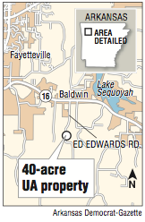 A map showing the 40-acre UA property