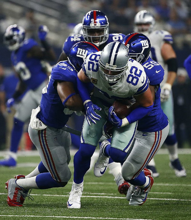 Dallas Cowboys tight end Jason Witten (82) caught 7 passes for 59 yards and a touchdown, and set a new franchise record for receiving yards in the Cowboys’ 19-3 season-opening victory against the New York Giants Sunday night.