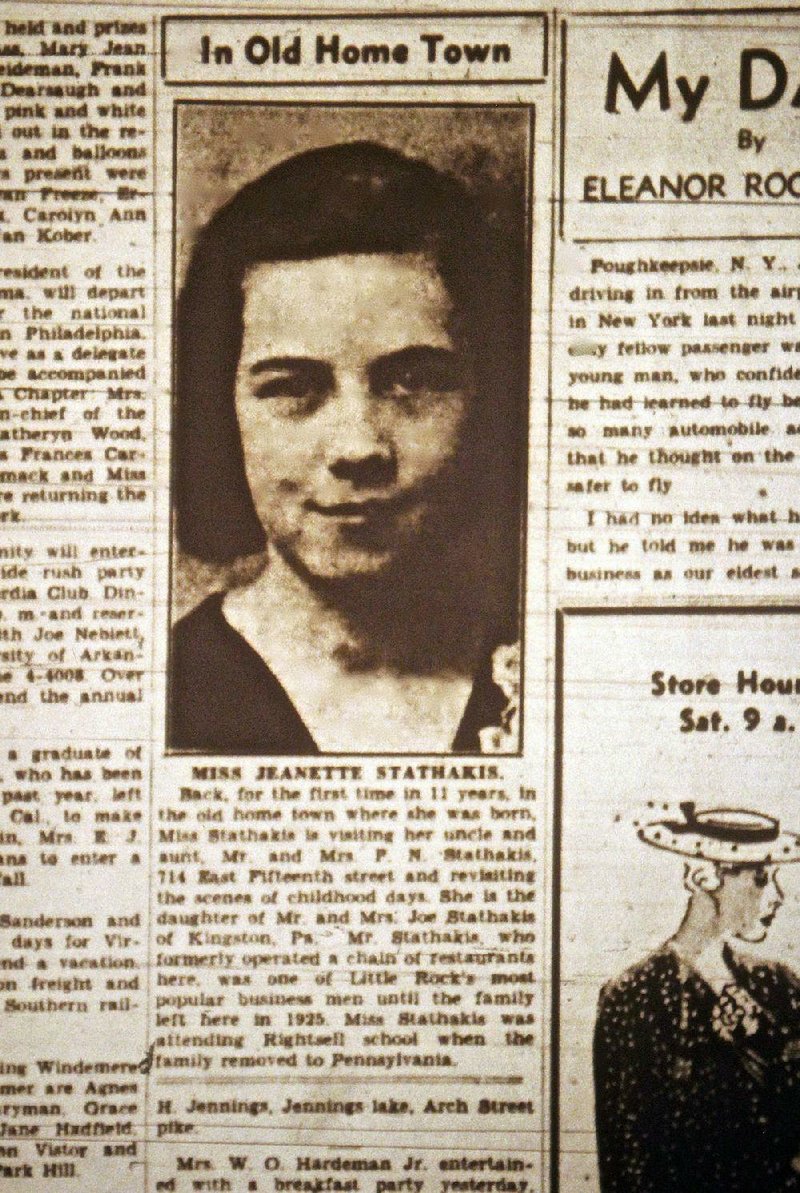 The Arkansas Gazette took notice July 10, 1936, when Joe and Mary Stathakis’ daughter Jeanette visited Little Rock.