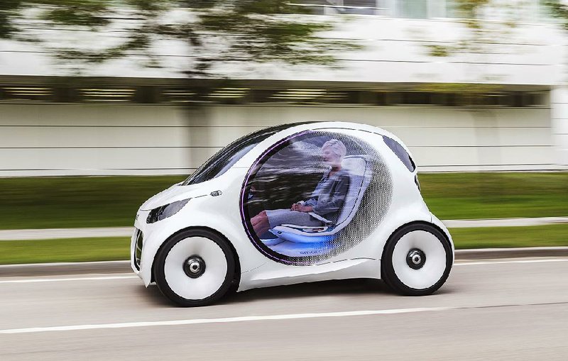 Daimler’s self driving concept car, shown in this photo provided by the company, will be displayed starting today at the Frankfurt International Motor Show.
