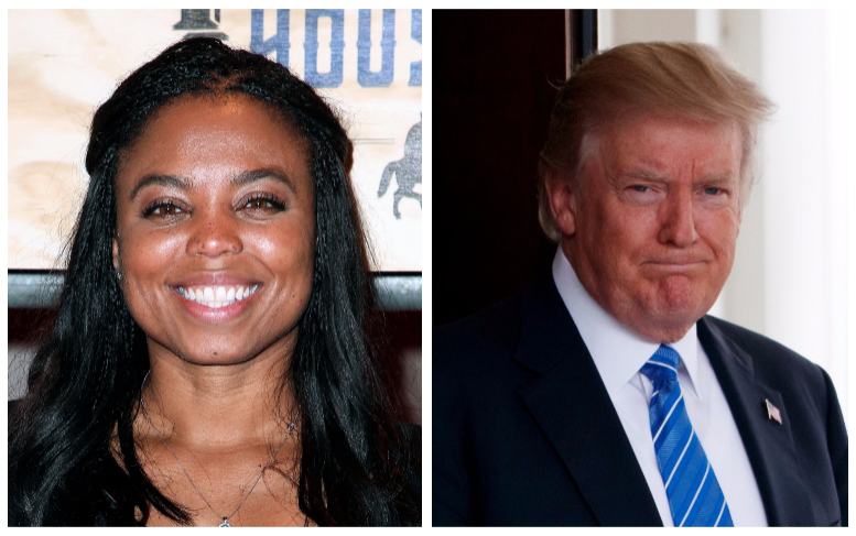 ESPN's Jemele Hill and President Donald J. Trump are shown in these Associated Press file photos.