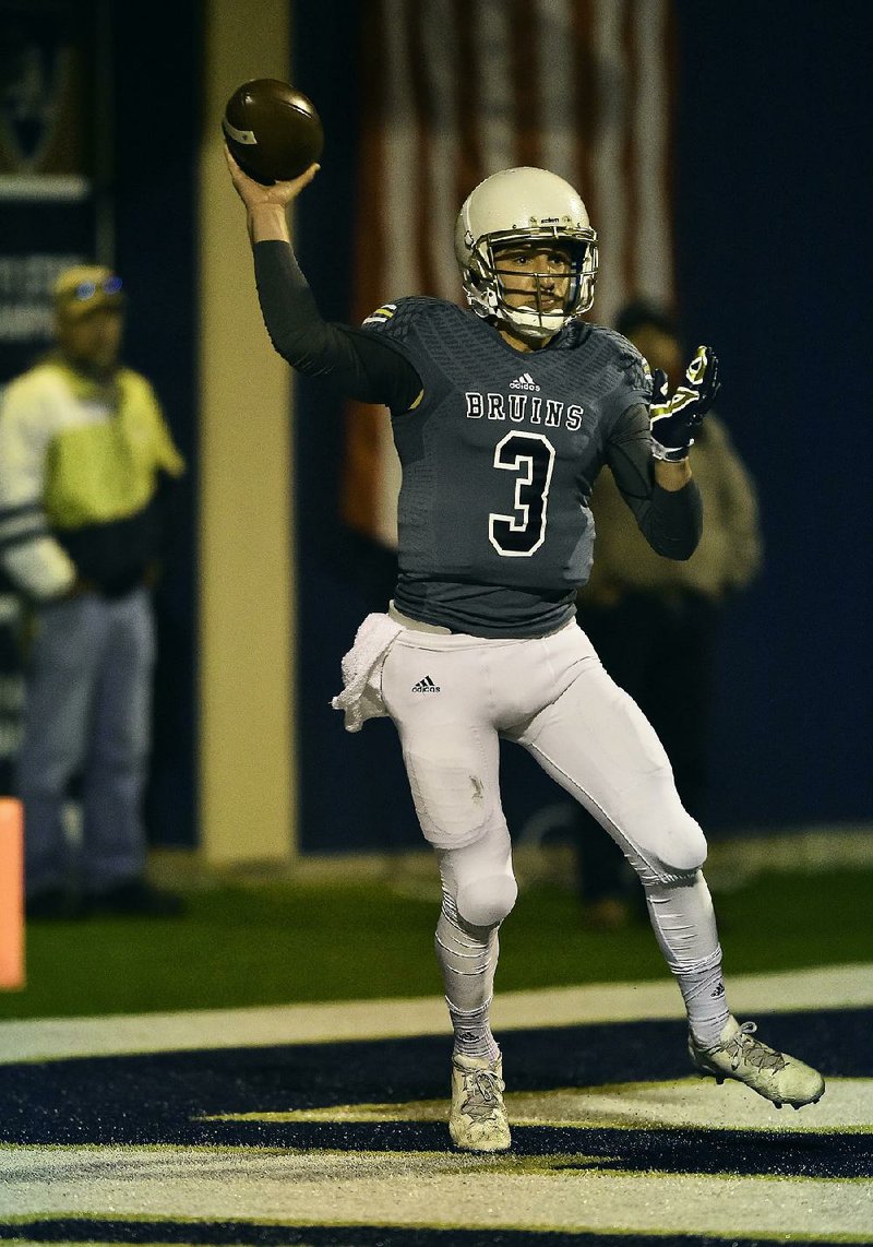 Pulaski Academy quarterback Layne Hatcher has thrown 11 touchdown passes in two games this season. The Bruins host Bossier City (La.) Parkway at 9 p.m. today on ESPNU.