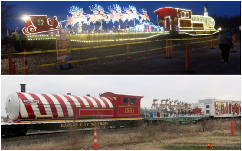 The Kansas City Southern Holiday Express are shown in these 2016 file photos. (Photos by Susan Holland)