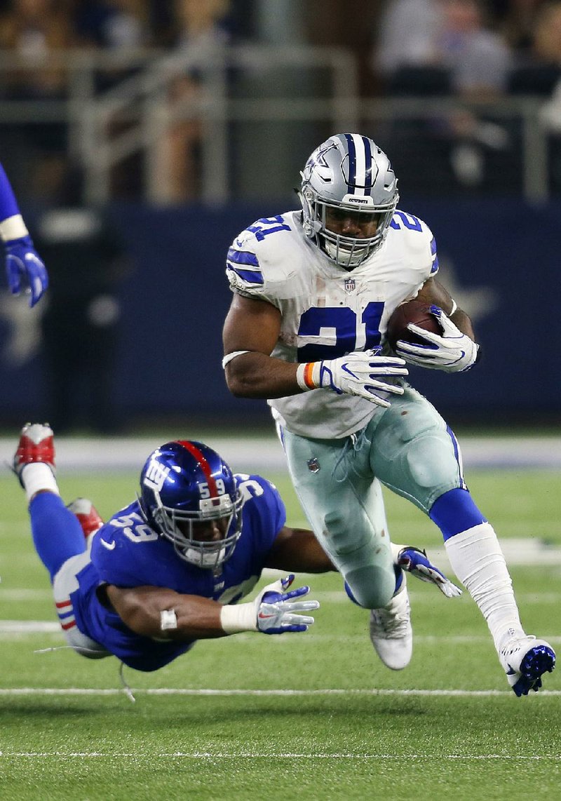 Dallas Cowboys running back Ezekiel Elliott (23) remains eligible to play, but the NFL filed an emergency motion with an appellate court Friday in hopes of overturning a federal judge’s ruling that blocked Elliott’s six-game suspension in a 2016 domestic violence case in Ohio.