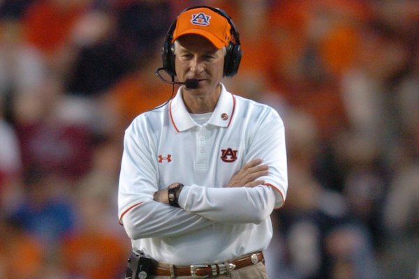 Auburn coach Tommy Tuberville walks the sideline in the 3rd quarter of Saturday's game Oct. 11, 2008, at Pat-Day Field at Jordan-Hare Stadium in Auburn, Alabama.