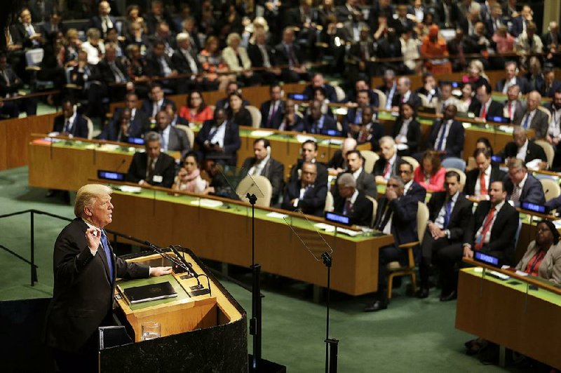 President Donald Trump addresses the U.N. General Assembly in New York on Tuesday with a speech that was full of bombast but signaled little in the way of policy change.  
