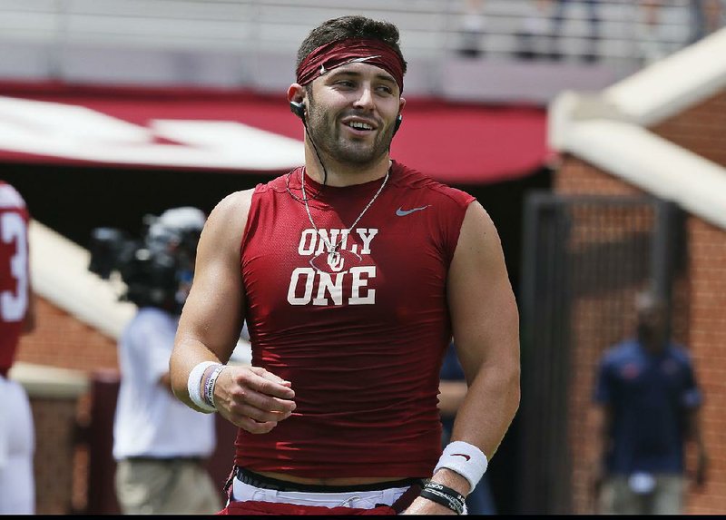 Oklahoma quarterback Baker Mayfield jokingly blamed pop singer Katy Perry on Monday for the Sooners’ rough second half of the 2014 season. 