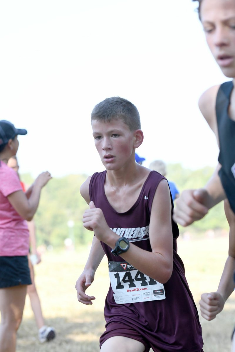 Bud Sullins/Special to the Herald-Leader Levi Fox was one of the Panthers&#8217; top runners in the junior high large schools division of the Panther Cross Country Classic on Saturday at the Simmons Course.