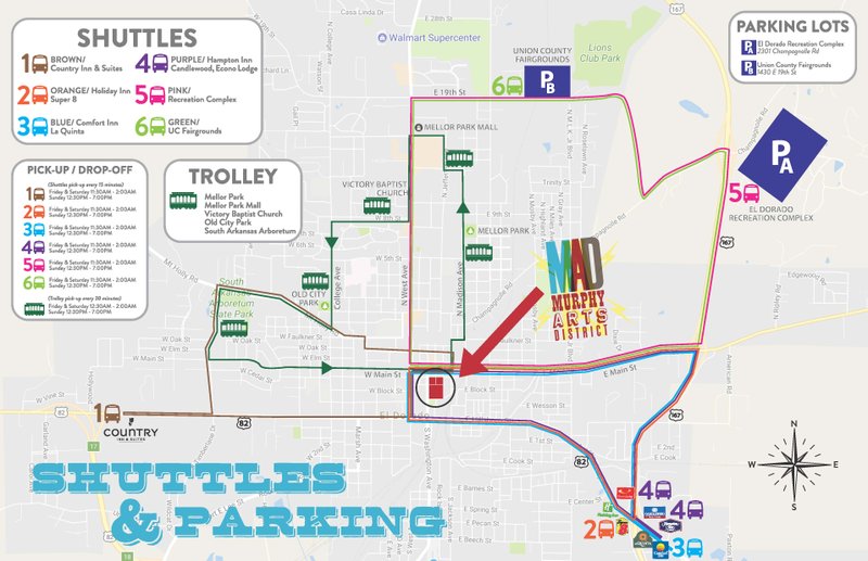 With one week before the kickoff to the new Murphy Arts District, details on street parking and area shuttles have been released by district officials.