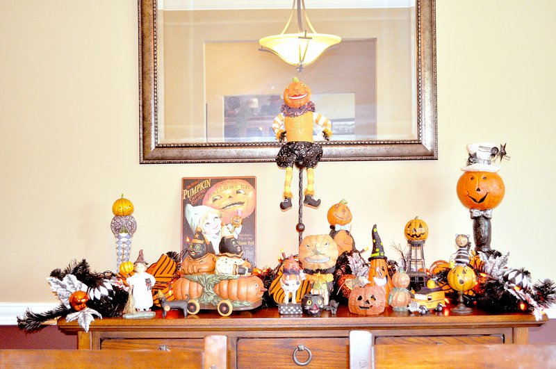 RACHEL DICKERSON/MCDONALD COUNTY PRESS A portion of Shirley &quot;Sam&quot; Alps&#8217; pumpkin collection is shown. She has been collecting Halloween pumpkins for 40 years.