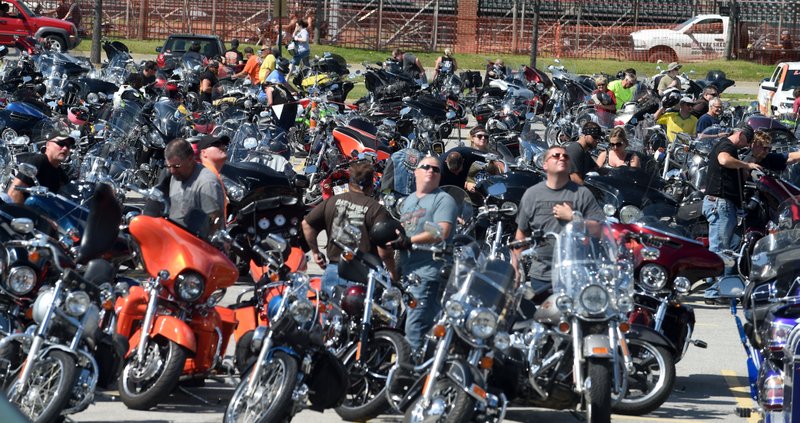 NWA Democrat-Gazette/MICHAEL WOODS &#x2022; @NWAMICHAELW
Bikers fill up the parking lot at Baum Stadium Saturday, September 24, 2106 in Fayetteville during the 17th annual Bikes Blues and BBQ motorcycle rally in Fayetteville.