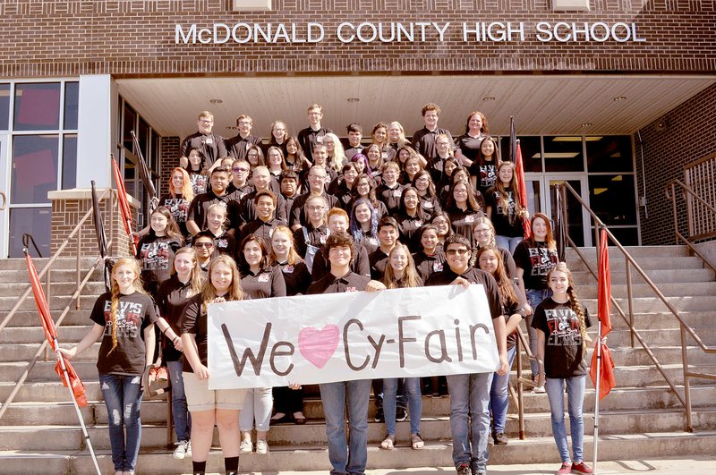 RACHEL DICKERSON/MCDONALD COUNTY PRESS The McDonald County High School marching band adopted a high school band from Beaumont, Texas, that was affected by Hurricane Harvey and raised about $2,000 to send to them.