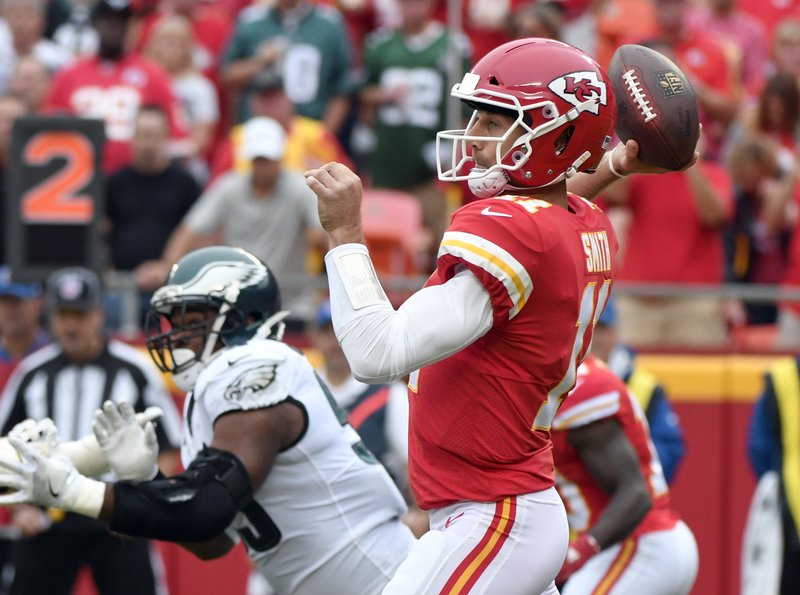 Kansas City Chiefs quarterback Alex Smith is on pace for 40 touchdown passes this season, which is nearly double the career-high 23 he threw in his first season with the Chiefs.