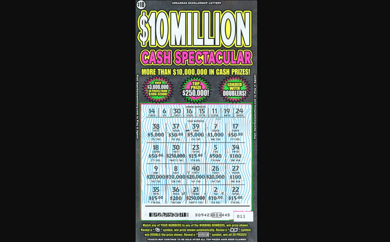 Launey Turner won $250,000 on this scratch-off lottery ticket. 