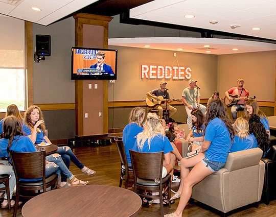 Submitted photo SPACE FOR REDDIES: A $200,000 renovation to the Reddie Cafe' at Henderson State University includes a stage and sound system for live events. The redesign took the shape of a modern coffee house as a comfortable and inviting space.