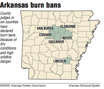 arkansas burn ban map Burn Bans Ordered In 6 Arkansas Counties arkansas burn ban map