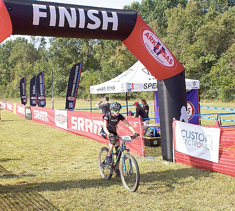 Photographs submitted Blackhawk cycler Avery Dayberry crosses the finish line in a recent cycling competition.