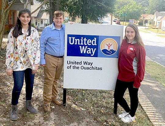 Submitted photo PIT STOP: Lakeside High School students, from left, Leah Buentello, Kevin Henson and Tarynn Yates recently presented their plans to the United Way of the Ouachitas to organize a mini job fair in January to complement the annual homeless Point-In-Time Count. Classmates Nicole Jones and Elizabeth Kalinowsky in Cody Lambert's Tools for Learning course joined the group to help organize the event and provide resources for the less fortunate.